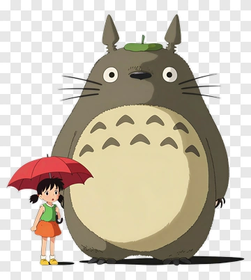 Girl With Umbrella And Totoro PNG