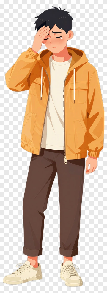 Sad Young Man In Casual Outfit PNG