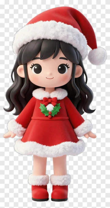 Cartoon Girl In A Christmas Outfit PNG