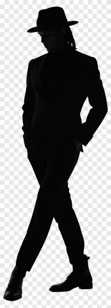 Silhouette Of A Man In A Suit And Hat PNG