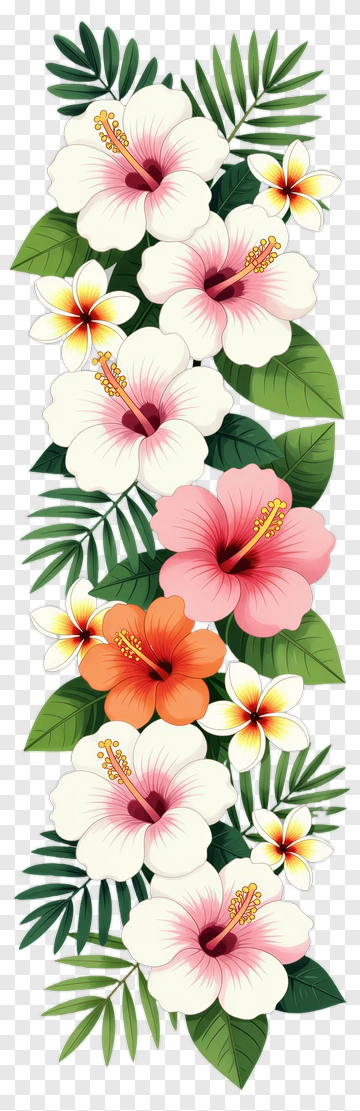 Colorful Hibiscus Flower Arrangement PNG