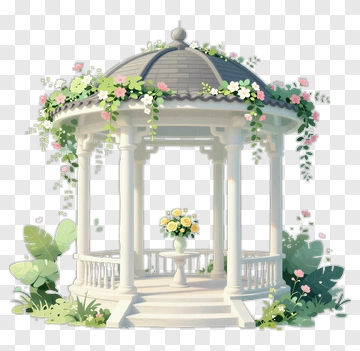 Floral Gazebo With Decorative Flowers PNG