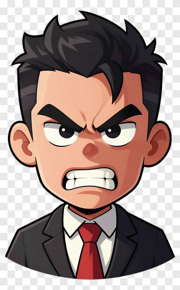 Angry Businessman With Black Hair PNG