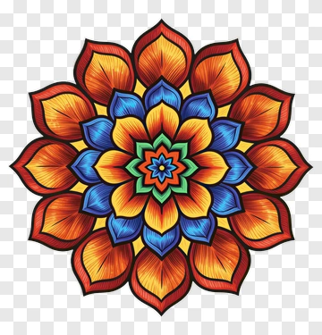 Colorful Mandala Flower Design PNG