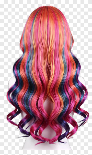 Colorful Wavy Hair Wig PNG