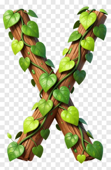 Wooden X Shaped Structure Covered In Green Leaves PNG