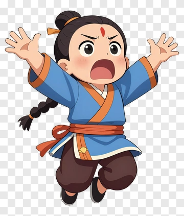 Cartoon Boy Jumping With Outstretched Arms PNG