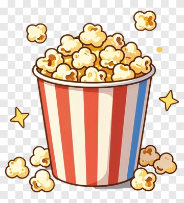 Cartoon Popcorn Bucket Filled With Popcorn PNG