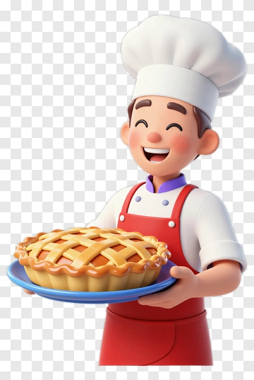Happy Chef Holding A Pie PNG