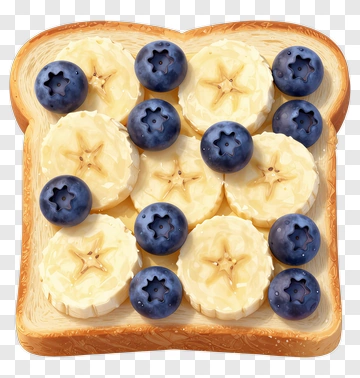 Toast With Banana And Blueberries PNG
