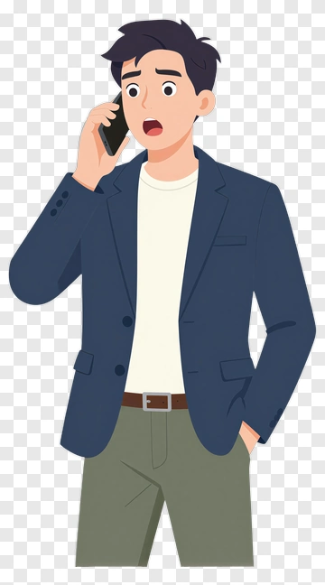 Concerned Man Talking On Phone PNG