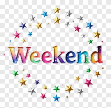 Colorful Weekend Text With Stars PNG