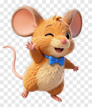 Cartoon Mouse Waving Hello PNG
