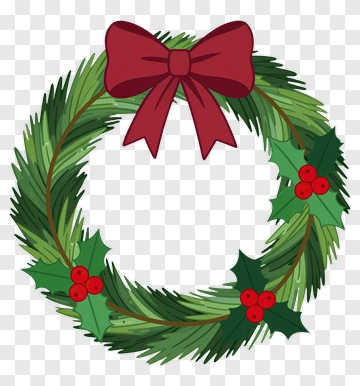 Christmas Wreath With Red Bow PNG