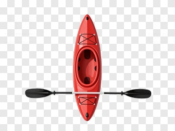 Red Kayak With Oars PNG