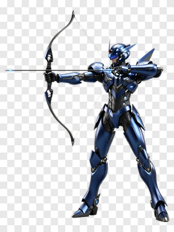 3D Robot Archer Holding A Bow PNG