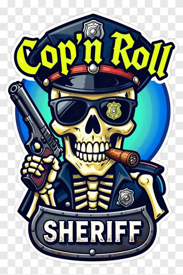 Cartoon Skeleton Sheriff Holding A Gun PNG