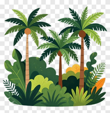 Tropical Palm Trees In A Lush Green Environment PNG