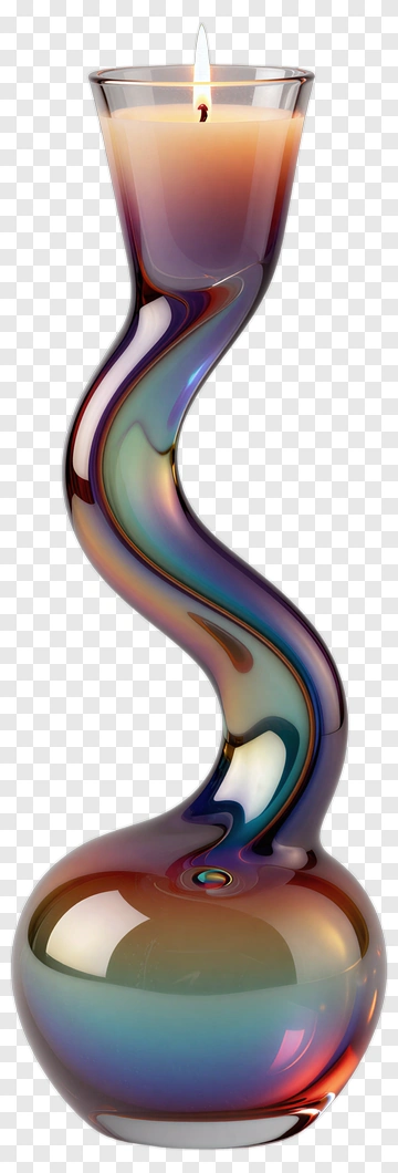 Colorful Candle Holder With Wax Candle PNG
