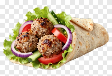 Delicious Wrap With Meatballs And Fresh Vegetables PNG