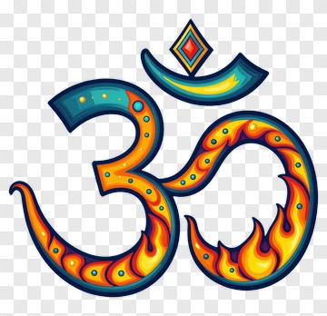 Colorful Om Symbol With Flame Design PNG