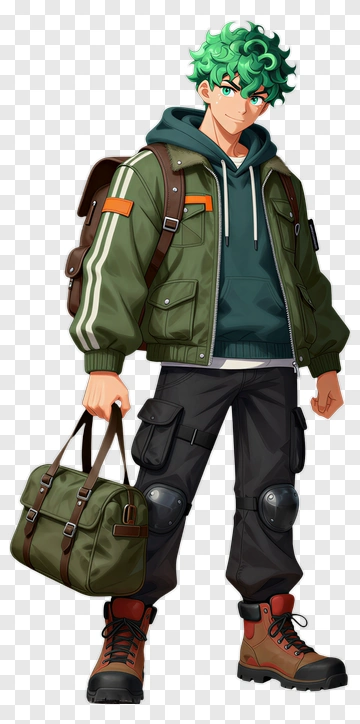 Stylish Young Man With Green Hair And Backpack PNG