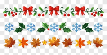 Christmas And Autumn Decorative Elements PNG
