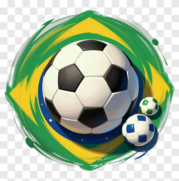 Soccer Balls On A Brazilian Flag Background PNG