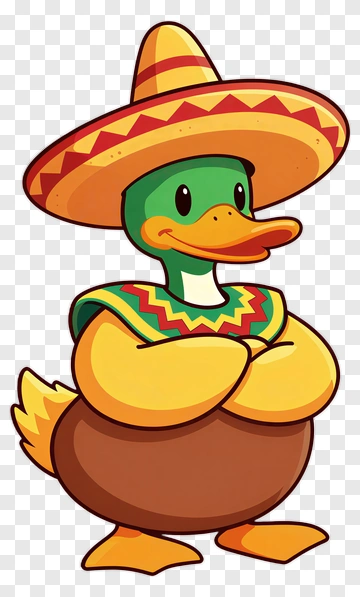 Cartoon Duck Wearing A Sombrero PNG