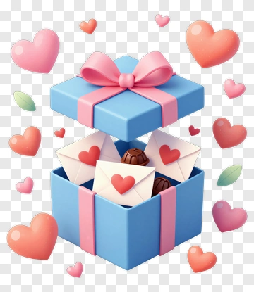 Gift Box Filled With Love Letters And Chocolates PNG