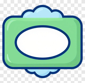 Cartoon Green Label With Blue Outline PNG