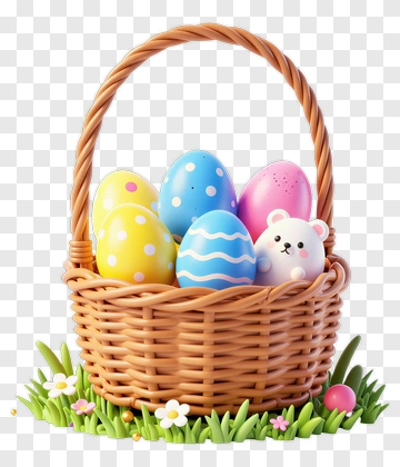 Easter Basket Filled With Colorful Eggs And A Cute Bunny PNG