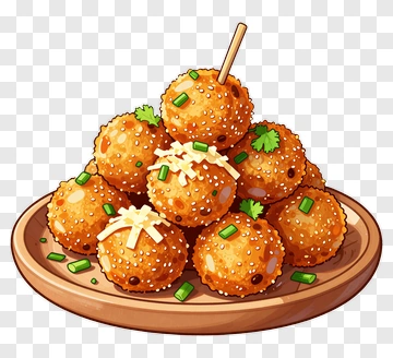 Plate Of Fried Sesame Balls PNG