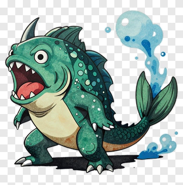 Cartoon Fish Monster PNG