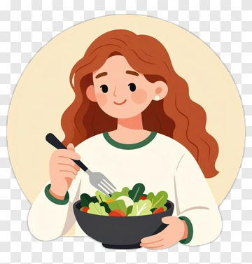 Woman Eating Salad PNG