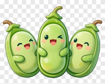 Cartoon Peas With Happy Expressions PNG