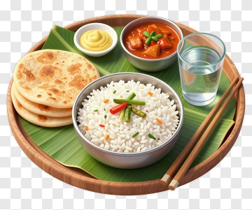 Delicious Indian Meal With Rice And Curry PNG