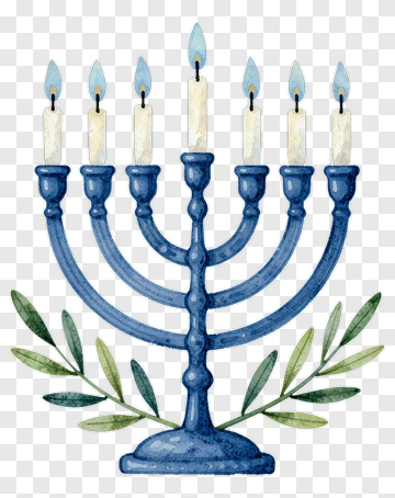 Menorah With Olive Branches PNG