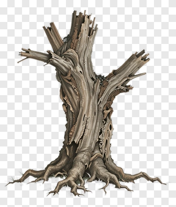 Detailed Tree Stump With Exposed Roots PNG