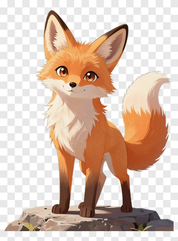 Cartoon Fox Standing On A Rock PNG