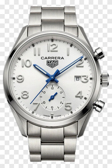 Tag Heuer Carrera Watch With White Dial And Blue Accents PNG