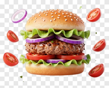 Delicious Hamburger With Fresh Vegetables PNG