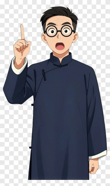 Surprised Boy Wearing Glasses Pointing Up PNG