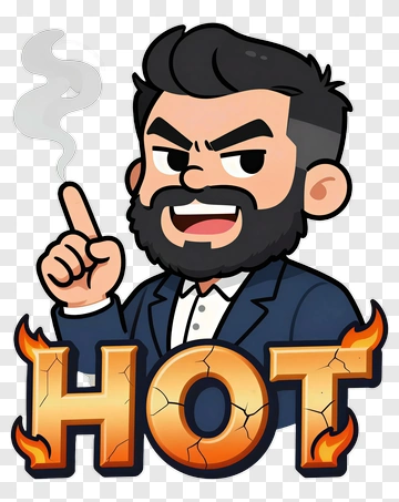 Cartoon Man Pointing With Hot Text PNG