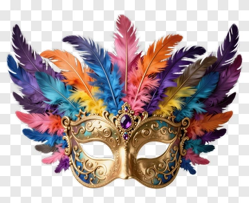 Colorful Feathered Carnival Mask PNG