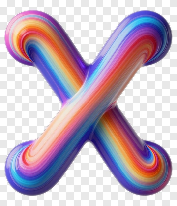 Colorful 3D Swirl X Shape PNG