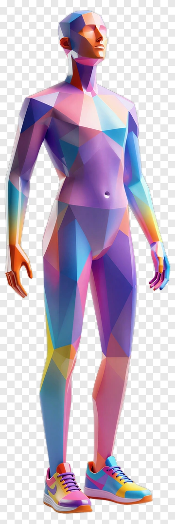 Colorful 3D Mannequin Standing PNG