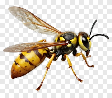 Realistic Bee With Yellow And Black Stripes PNG