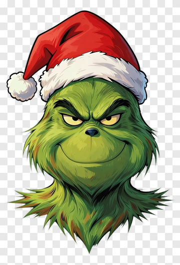 Cartoon Grinch Wearing A Santa Hat PNG