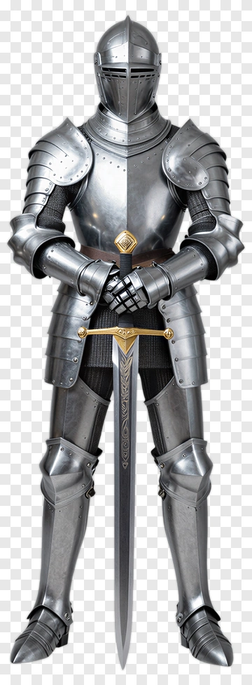 Knight In Armor Holding A Sword PNG